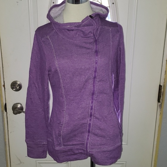 Head Tops - Head Purple Assymetrical Zip Active Hoodie